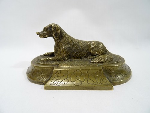 Antico Bronzo Cane Statua Scultura Animale Pressa Carta Dog Bronzo Antico - Picture 2 of 11