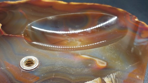 Vintage MCM Natural Large Polished Agate Carved Stone Rock Ashtray Ash Tray - Picture 2 of 6