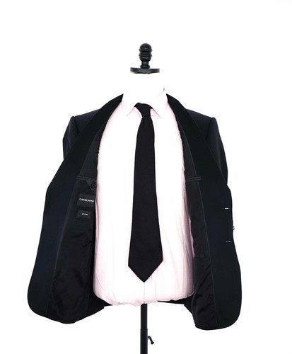 $1,995 EMPORIO ARMANI - “M LINE” 2-Btn Black Peak Lapel Tuxedo Suit - 36R - Picture 7 of 10