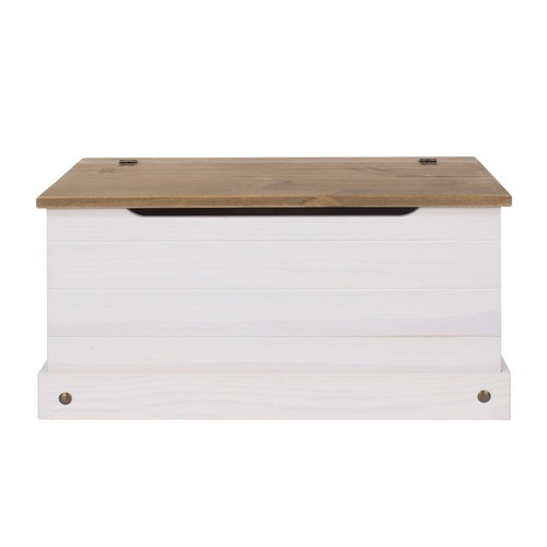 Ottoman Storage Wood Chest Toy Chest Bedding Pine Blanket Box Corona White - Picture 2 of 3