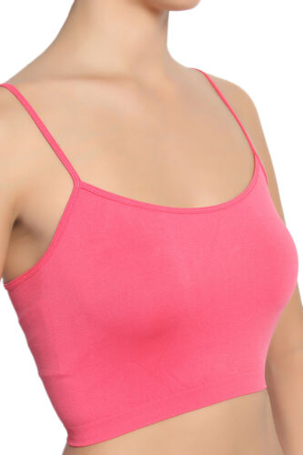 Canotta TheMogan senza cuciture spaghetti strap crop elasticizzata cami bandeau bralette - Foto 56 di 115