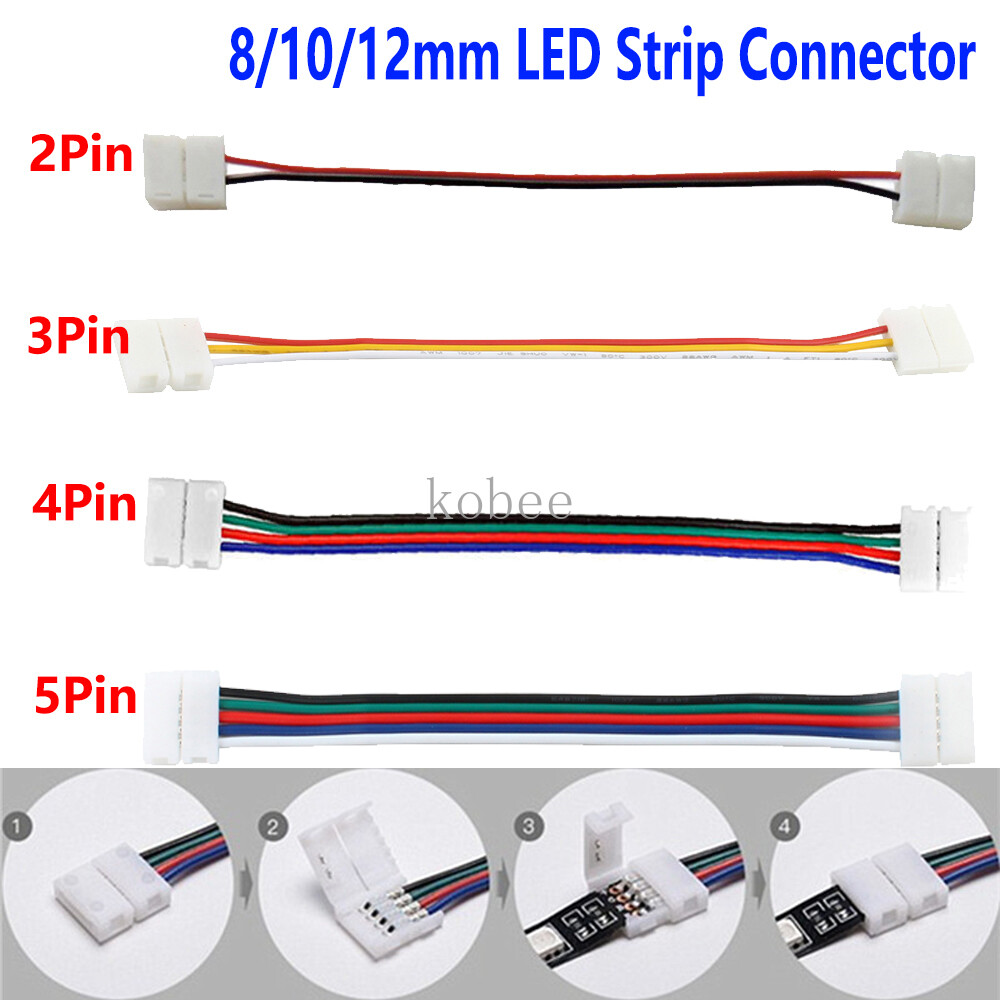 5pcs 4PIN 8mm Led Connector L Shape 8Mm 4pin RGB 3528 2835 Led