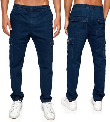 Herren Jeans Hose Regular Cargohose   Bein  Übergröße Freizeithose  Arbeit Gummi