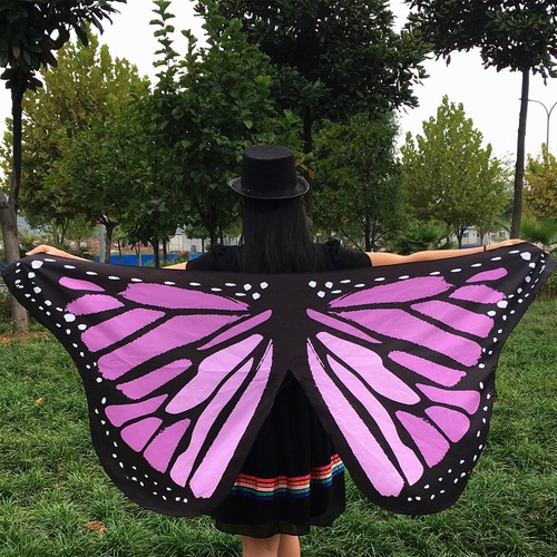 Kids Butterfly Wings Cape Fairy Shawl Pixie Fancy Dress Gathering Show Party - Picture 12 of 13