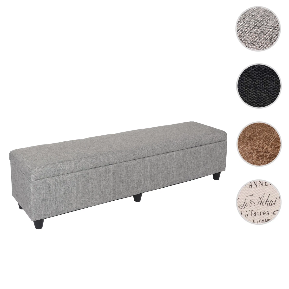 Bank Sitzbank Renens Aufbewahrungstruhe Stoff/Textil 95x36x44 Cm FSC®-zertifiziert ~ Jacquard Schwarz Von