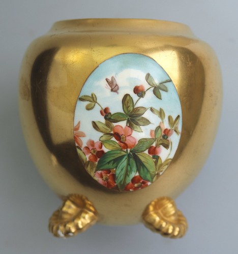 Unusual antique Coalport porcelain gilt & 3X hand-painted panels Vase 2 C.1881 - Picture 4 of 11