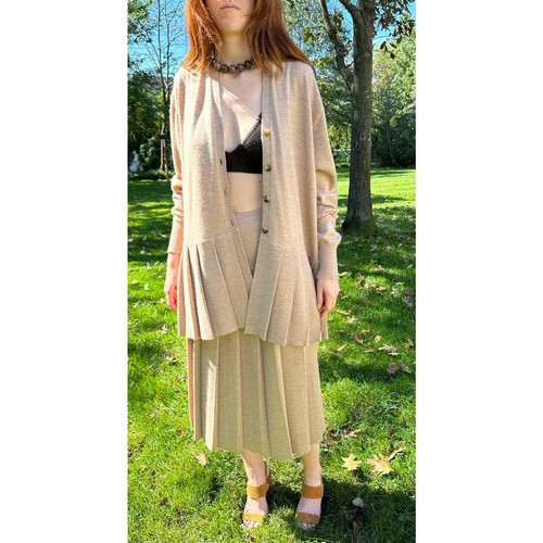 Lauren Manoogian Pleat Skirt Camel Sz 1 Small NWT Pleated Drop Waist Wool Alpaca - Picture 6 of 20