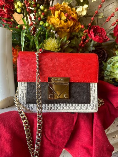 CH CAROLINA HERRERA RED AND BROWN LEATHER CROSSBODY HANDBAG - Picture 10 of 11