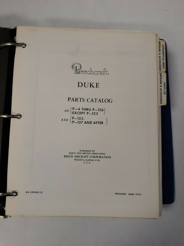 Beechcraft Model 60 & A60 Parts Catalog 60-590001-1C June 1970 - Bild 1 von 12
