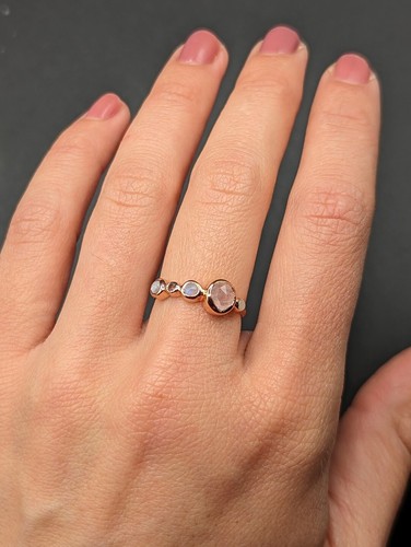 Monica Vinader Sterling Silver 925 Rose Gold Quartz Gemstone Band Ring Size 6.5 - Picture 2 of 11
