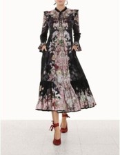 Zimmermann Dancer Tie Neck Midi Dress - Size 1 / AU 10 / US 6