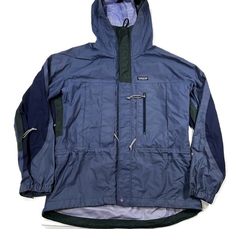 Patagonia Stretch Triolet Jacket Mens Medium Blue 2000s Hood Rain Pit Zips 83503 - Picture 1 of 10