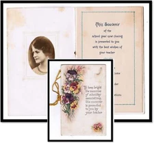 Teachers Souvenir Card Photo ofTeacher Student Names 1927 Inspirational Poems