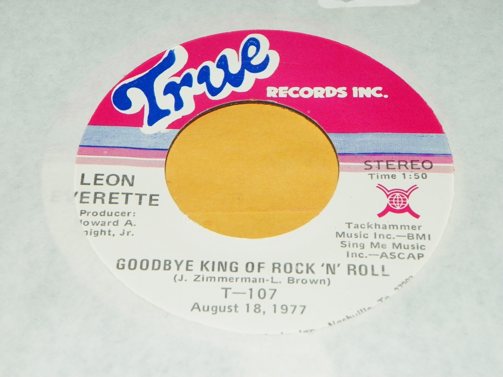 LEON EVERETTE ✦ Goodbye King Of Rock 'N' Roll 45~ELVIS -NEW-LAST 30 DAYS