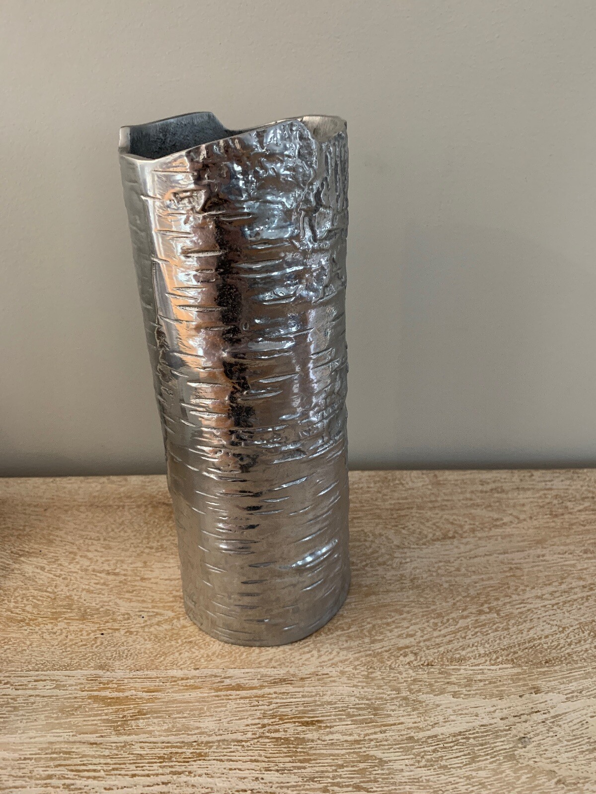Michael Aram Bark Branches Collection Silver Vase 10 For Sale