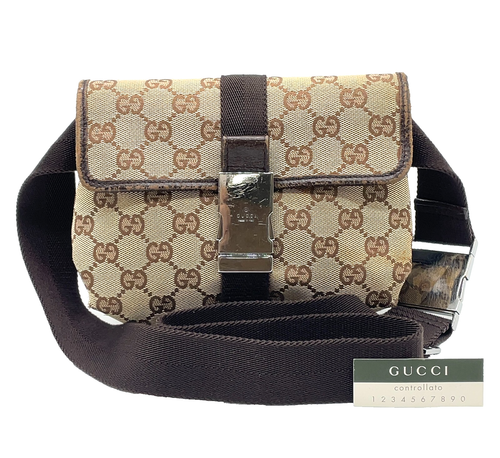 Echte Gucci GG Canvas x Leder SV beige 131236200047 Schultertasche NS051082