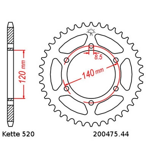 Kettensatz Kawasaki KLR 250 D 84-92Kette DID 520 L104 offen 15/44 — 第 3/4 张图片