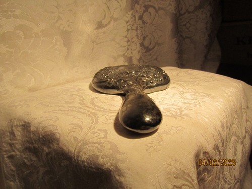 Vintage viktorianisches Zeitalter Silber Teller Beleved Floral Design Handspiegel - Bild 3 von 7