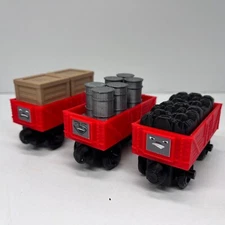 Wooden Railway  Compatible 3 Red Cargo Trains  Custom Made for Thomas Train