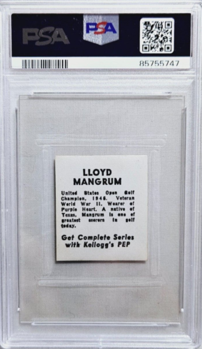Tarjeta de novato Kellogg's Pep Golf Lloyd Mangrum 1948 RC PSA 4 en muy buena condición-ex PGA HOF - Imagen 2 de 2