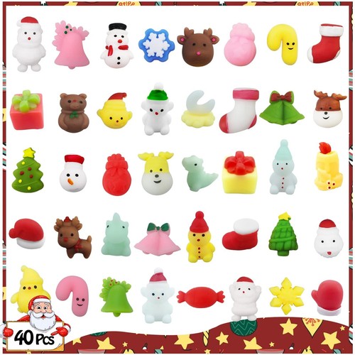 Albiuev 40 pièces jouets mochi de Noël squishy jouets de Noël pour enfants filles garçons... - Photo 1 sur 7