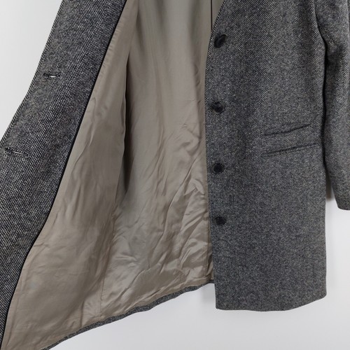 Pure Collection Size 12 Black Cream Weave Tweed 100% Wool Pea Coat Dual Pockets - Picture 7 of 12