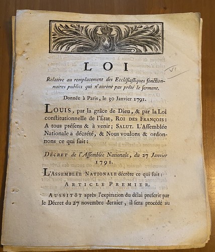 Révolution / Louis XVI / Ecclésiastiques fonctionnaires publics / Serment. 1791 - Picture 1 of 4