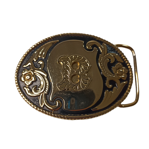 Detachable Gold & Black Coloured Unisex Belt Buckle Letter B Floral Made In USA - Picture 14 of 17