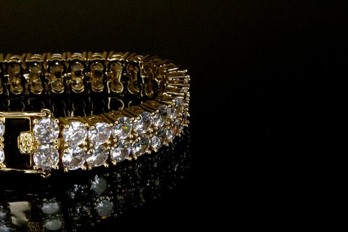 10 mm Doble Fila Pulsera de Tenis Laboratorio Simulado VVS1 Pulsera de Diamantes Oro 14k - Imagen 4 de 6