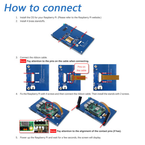 Freenove 4.3 5 7 pollici monitor touchscreen per Raspberry Pi 5 4 B IPS TN 800x480 - Foto 18 di 34