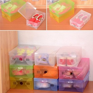Home Plastic Clear Shoe Boxes Drawer Stackable Foldable Storage