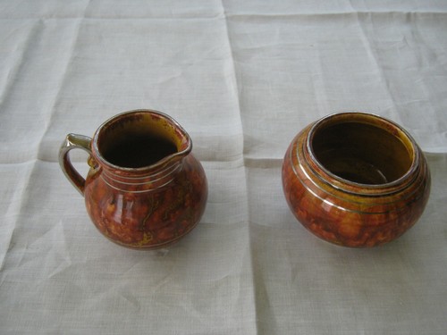 MADE IN ENGLAND Flambe Dripware Creamer & Sugar w/ Silver Trim PLEASE LQQK! - Bild 3 von 12