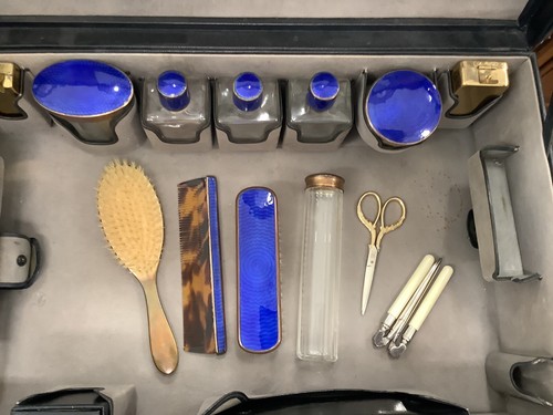Hermosa maleta de tocador de colección cuero negro para pasar la noche equipaje de viaje para caballeros - Imagen 4 de 9