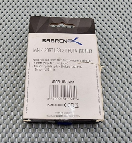 SABRENT 4 Port USB 2.0 Hub 90°/180° Degree Rotatable HB-UMN4 - Picture 4 of 5
