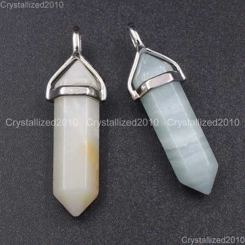Natural Gemstone Hexagonal Pointed Colorful Amazonite Healing Pendant Charm Bead - Picture 9 of 11