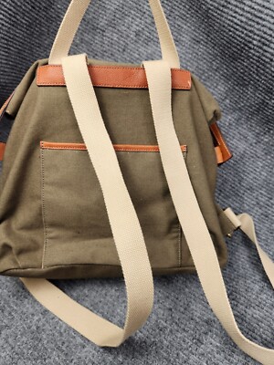 G.I.L.I. Canvas Backpack OLIVE Stripe Zip Top Adjustable  display picture 2