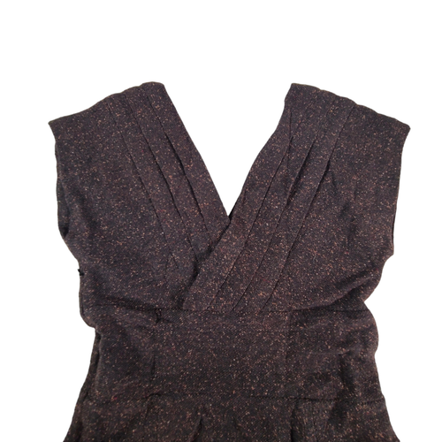 Vestido Banana Republic Mujer 2 Marrón Lana Mezcla de Seda Mangas Cuello en V Hasta la Rodilla - Imagen 7 de 12