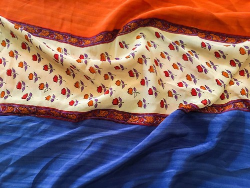 Pure Crepe Silk Saree 100% Silk Sari Indian Vintage Printed Fabric PCSS2531 - Picture 3 of 9