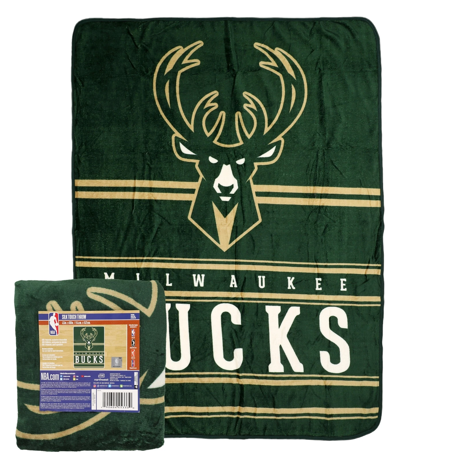 Northwest Milwaukee Bucks Dual Vision Silk Touch Throw Blanket, Christmas Gift