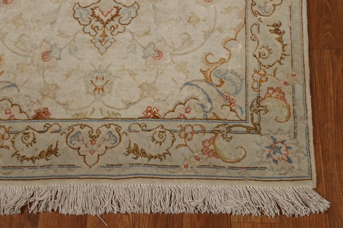 Vintage Floral Tebriz Ivory Traditional Hand-knotted Hallway Runner Rug 3x14 - Picture 5 of 19
