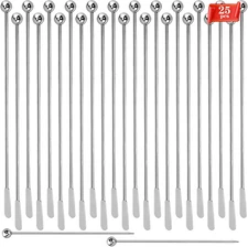 25Pcs Metal Stir Sticks, Stainless Coffee Stirrers Reusable, Swizzle Sticks for