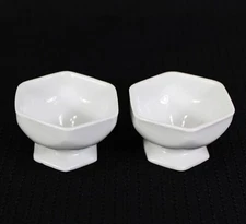 2 Porcelain Salt Cellars German White Porcelain Hexagon Made in Germany Vintage