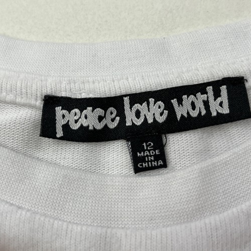 Peace Love World Sweatshirt Girl 12 White Rainbow Cold Shoulder Long sleeve - Picture 14 of 17