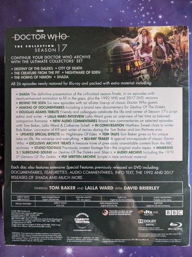Doctor Who Season 17 Blu Ray Collection Limited Edition Release Packaging New - Picture 2 of 10