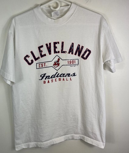 Cleveland Indians Majestic Tshirt baseball MLB Tribe Adult L Guardians Vtg Y2ks