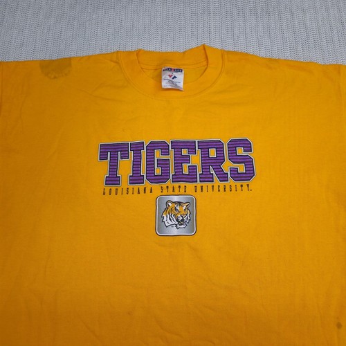 LSU Tigers Shirt Mens Extra Large Yellow Jerzees Short Sleeve SEC Football - Picture 3 of 14