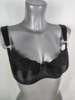 New Boux Avenue Black Jen Balconette Bra Silk Underwired Push Up 32A 34A 36B
