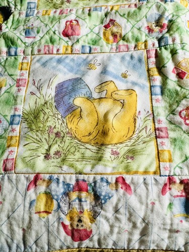 WINNIE the POOH W/Honeypot & Bees Baby Quilt Hand Made 46” X 39” Two Sided - Picture 8 of 10
