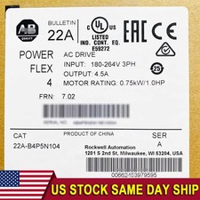 Allen-Bradley 22A-B4P5N104 PowerFlex 4 0.75 kW 1 HP AC Drive US Free Tax