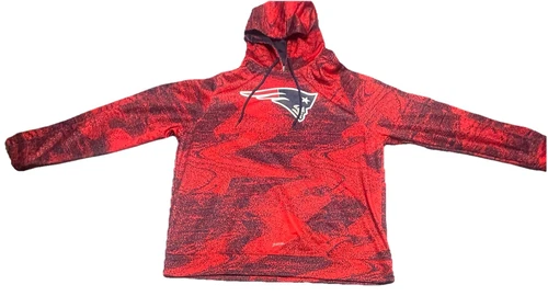VETEMENTS Felpa con cappuccio NFL TEAM APPAREL UOMO NEW ENGLAND PATRIOTS TAGLIA XL rossa manica lunga Zubaz